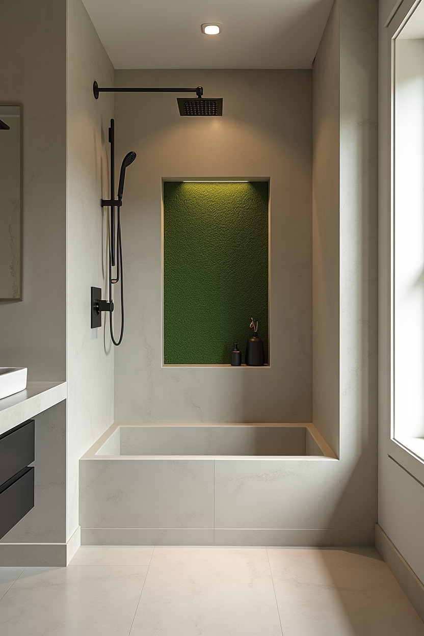 living/preserved moss tile shower niche home decor