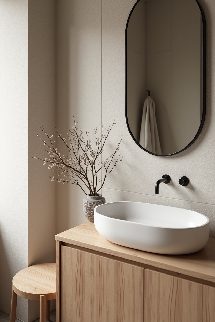 matte-washed terrazzo basin with exposed aggregates home decor