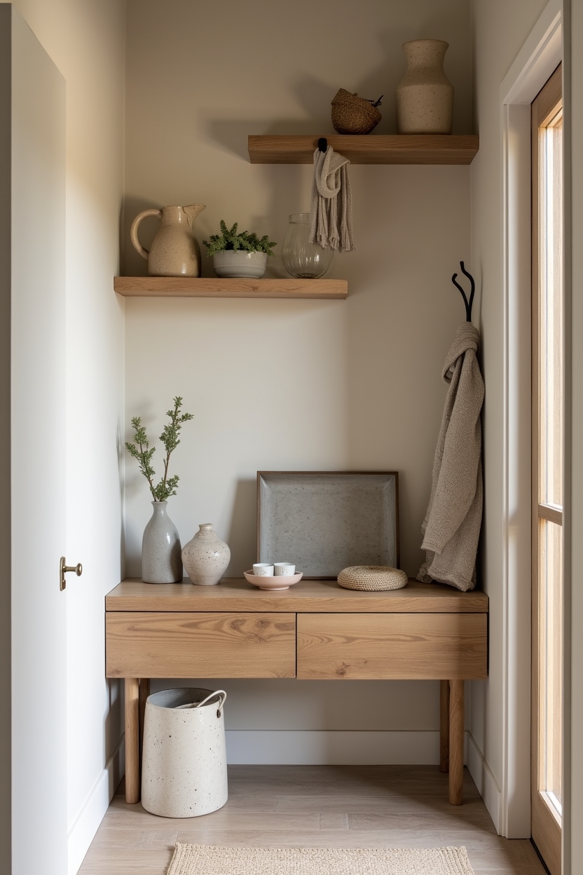 beige collected entryway decor — stoneware catchall tray featuring matte-glazed stoneware catchall tray grouping