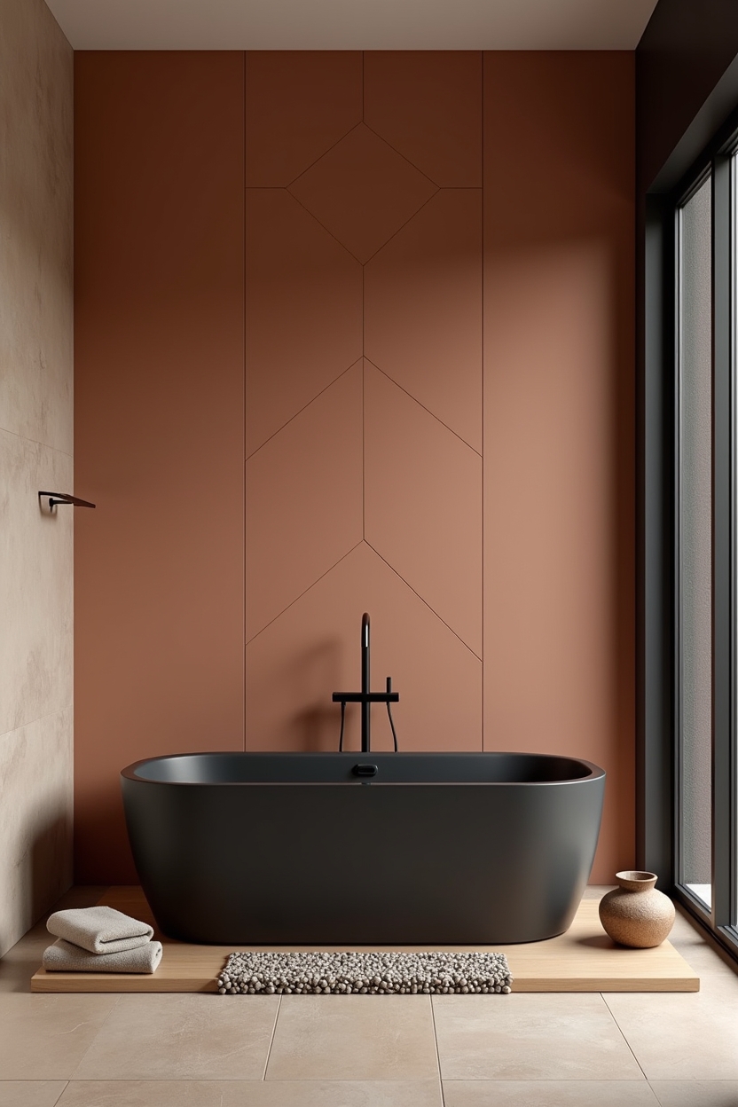 terracotta chevron tile accent wall home decor