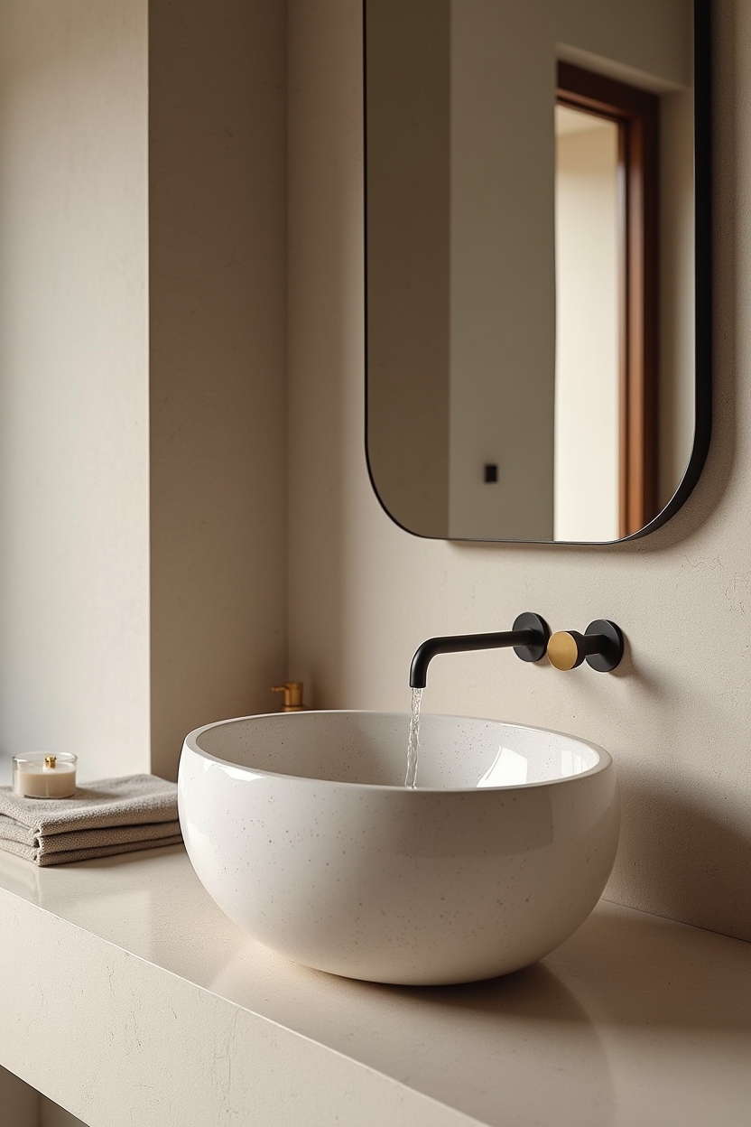 sculptural terrazzo vanity sink home decor
