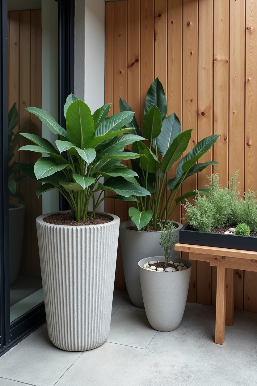 fluted concrete column planter home decor