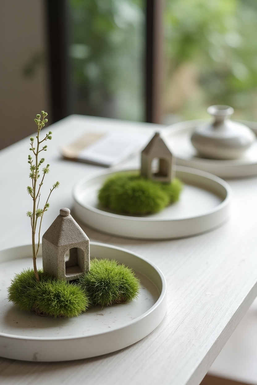 trio of shallow white porcelain trays home decor